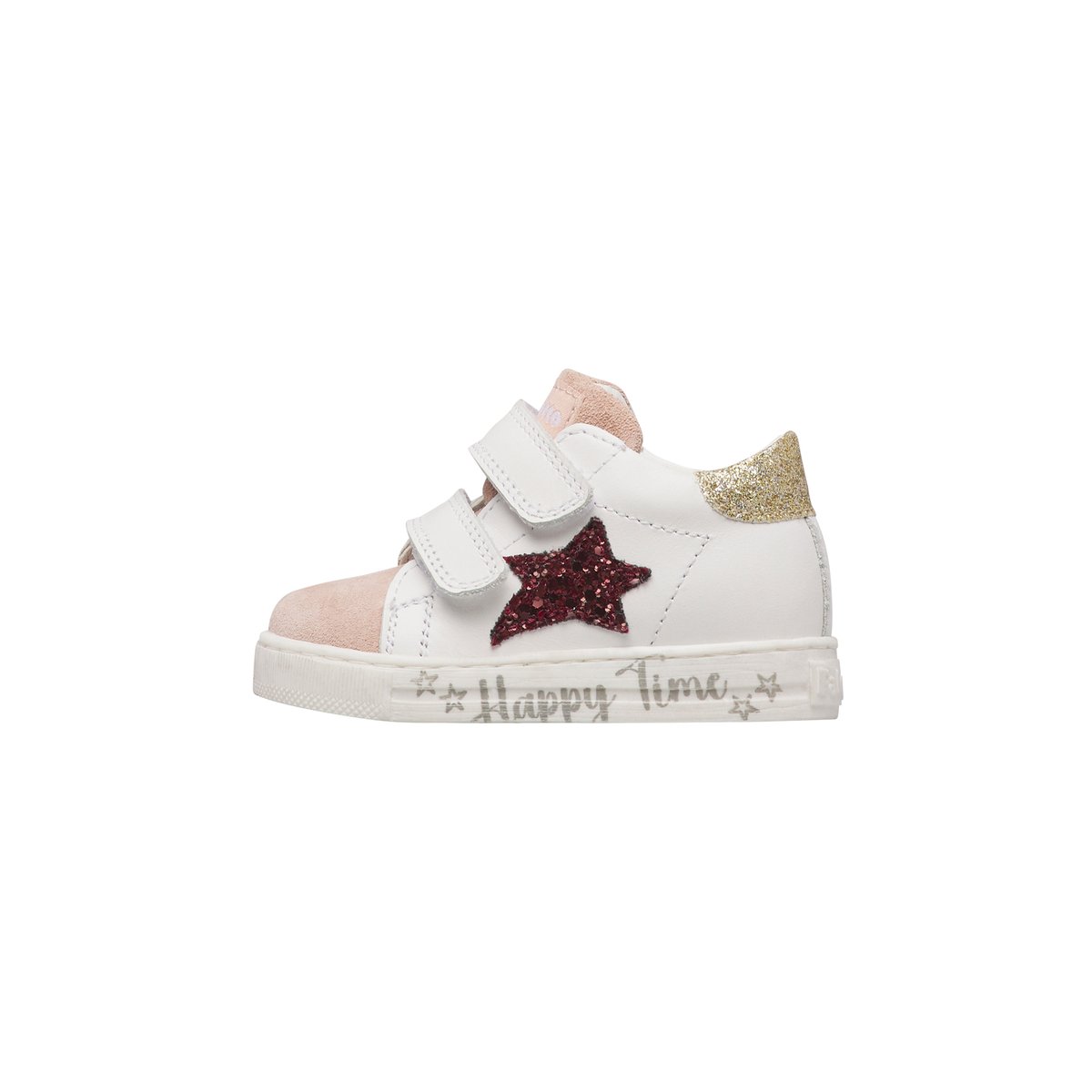Baskets en cuir et suède SASHA VL blanc-rose-, FALCOTTO