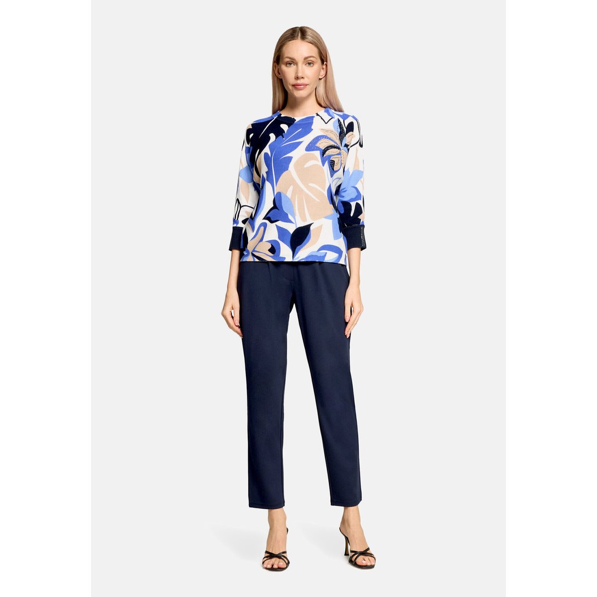 Pull-over en maille à imprimé light blue/cream, BETTY BARCLAY
