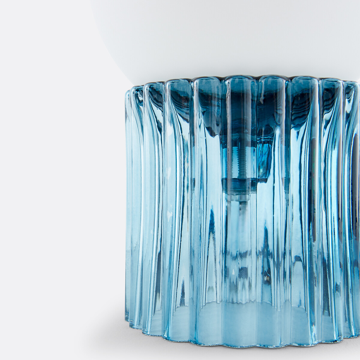 Lampada da tavolo, vetro striato colorato e opalino, Dima blu, LA REDOUTE INTERIEURS