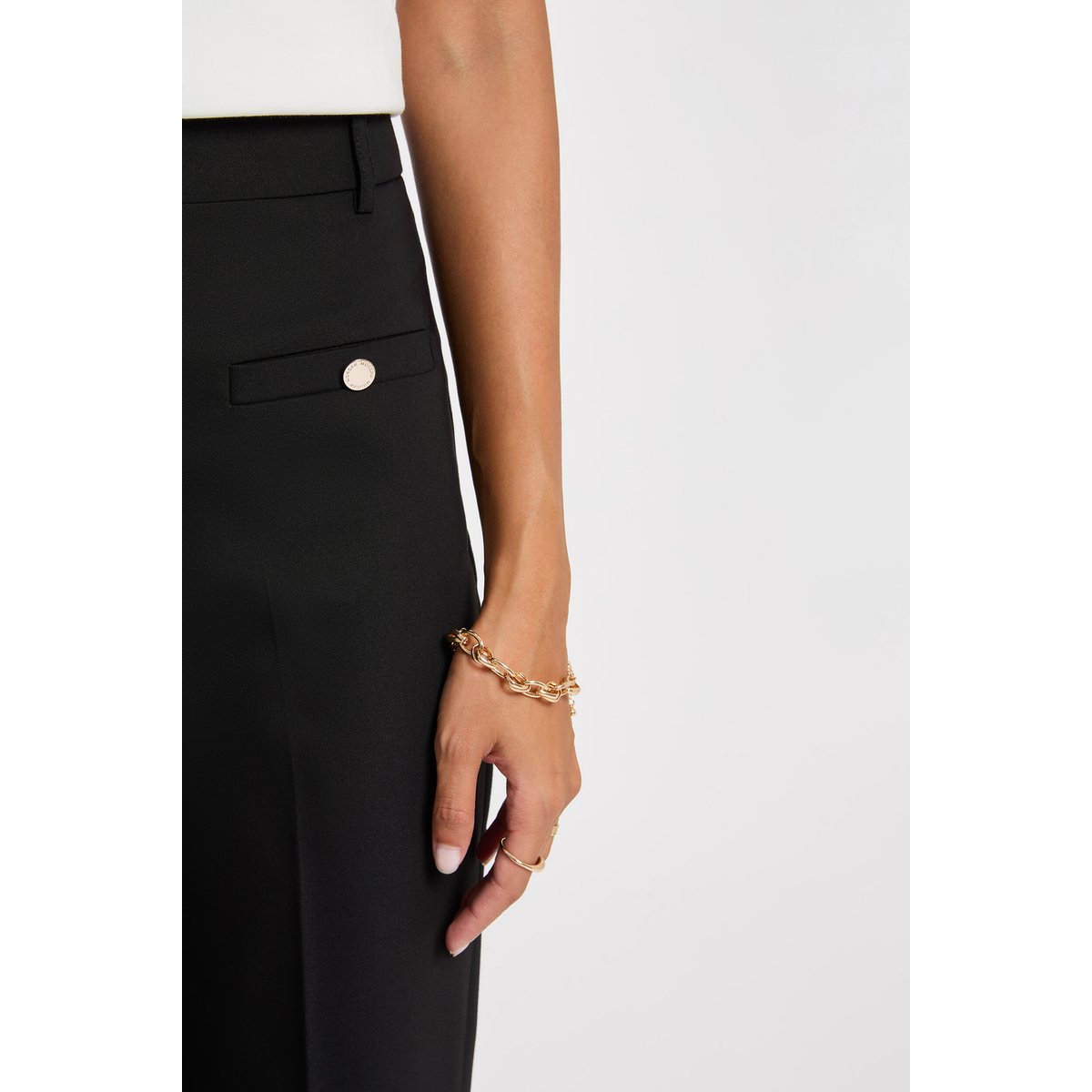 Pantalon droit taille haute noir, MORGAN