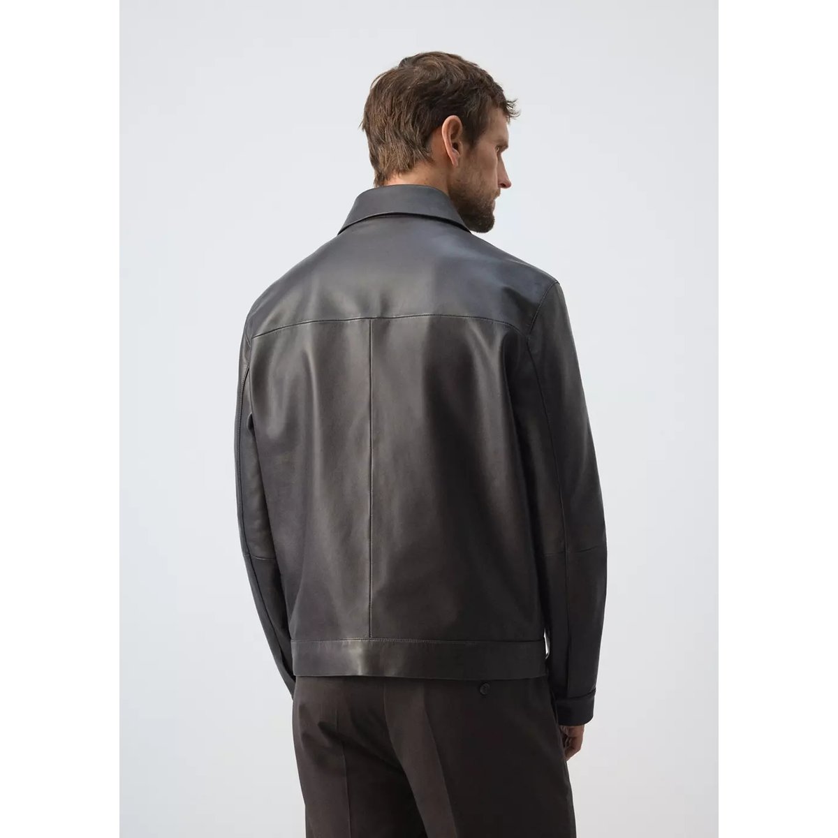 Blouson 100 % cuir poches chocolat, MANGO MAN