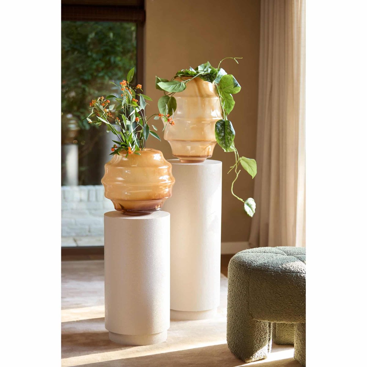Vase Verre NAYORO brun, LIGHT & LIVING 