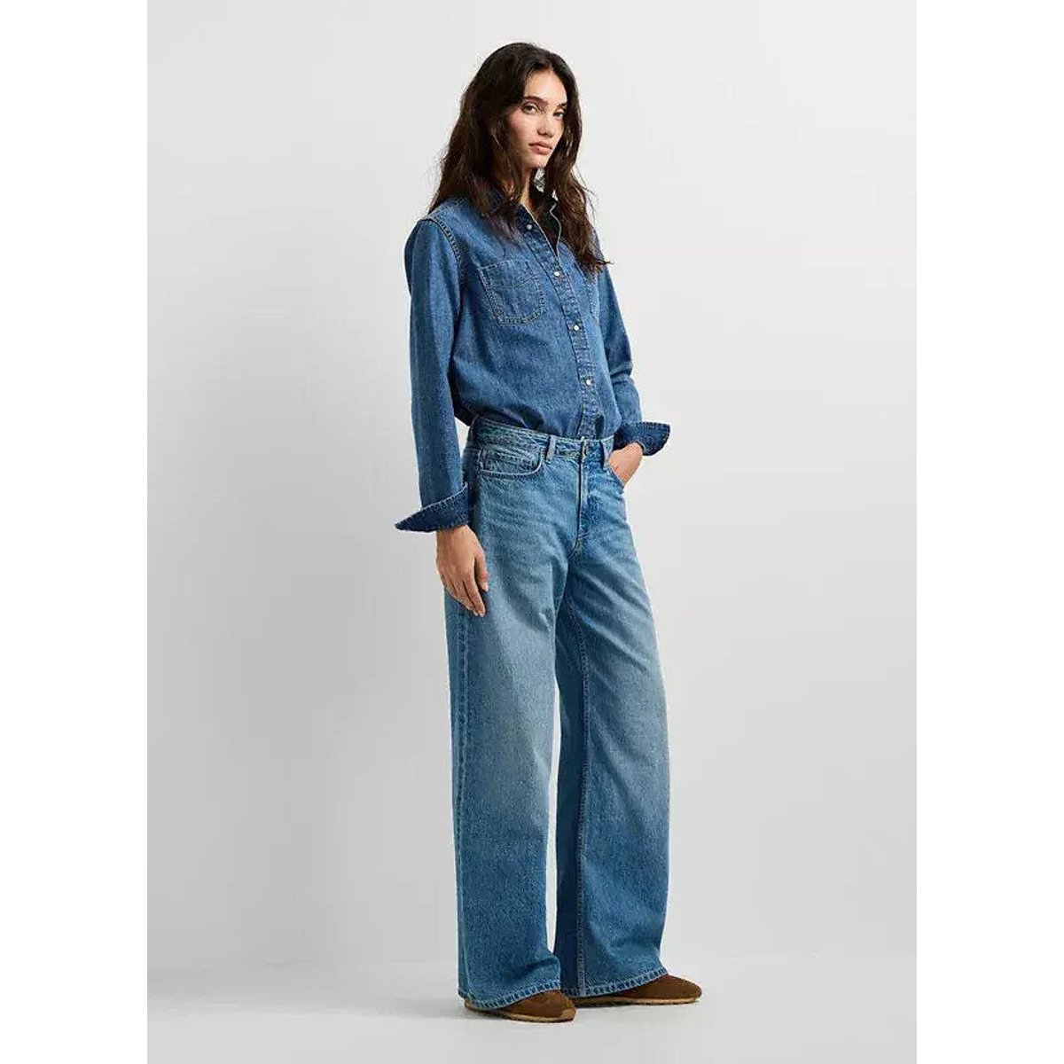 Jeans a vita alta taglia standard LINA blue rigid denim, PEPE JEANS