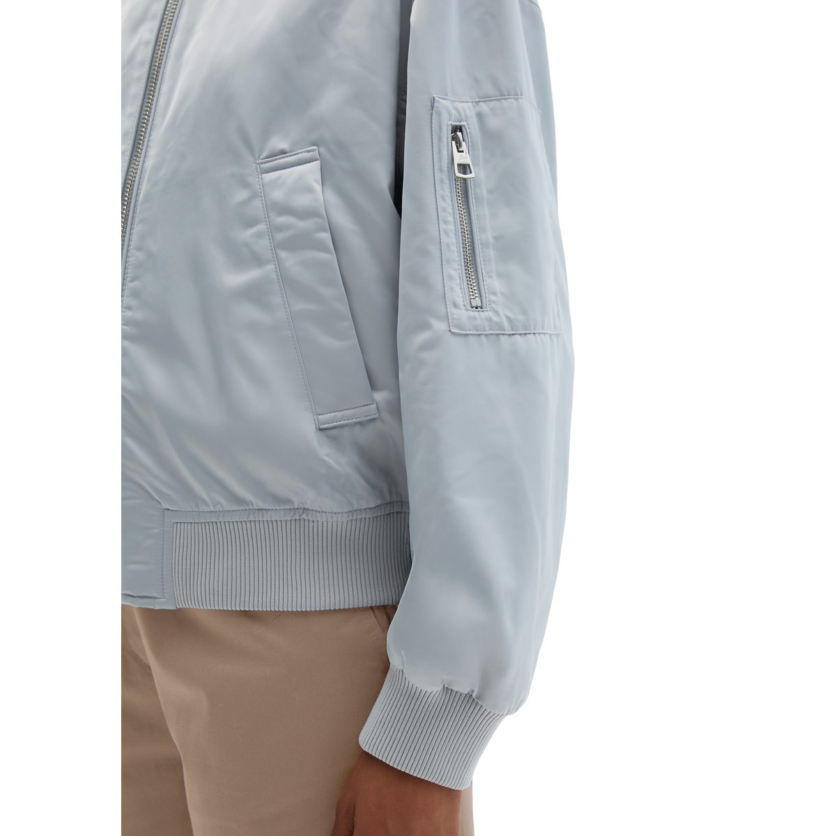 Blouson style aviateur regular en sergé de polyester Shiny recyclé gris, MARC O'POLO