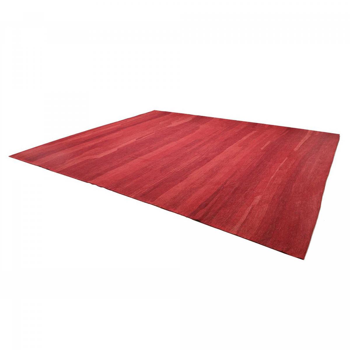 Tapis kilim au motif abstrait, tissé plat artisanal en laine rouge, bordeaux, UN AMOUR DE TAPIS