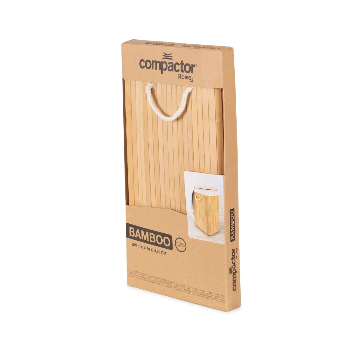 COMPACTOR - Panier à linge rectangulaire en bambou - 40 x 30 x H.60 cm - naturel, COMPACTOR