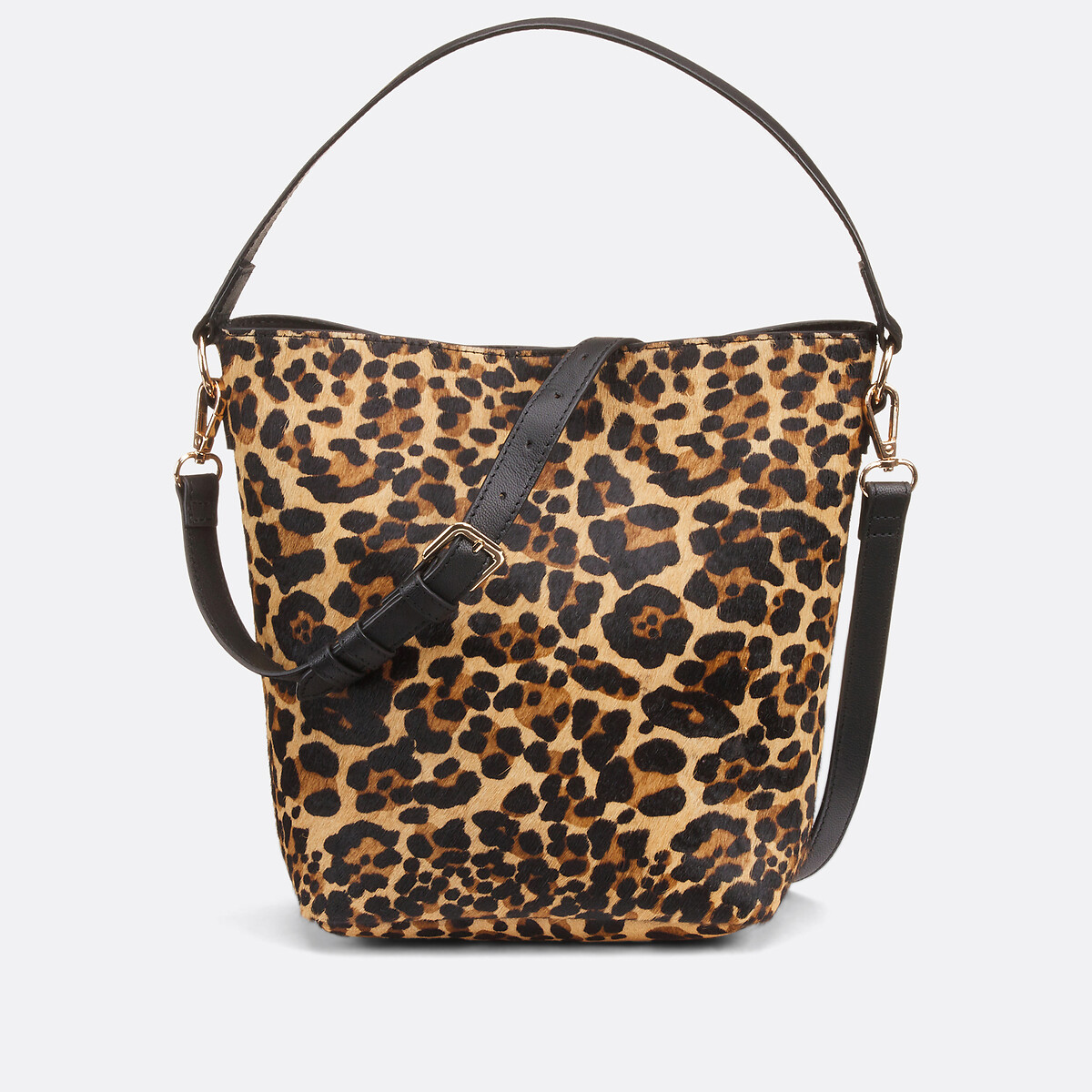 Sac à main seau léopard en cuir imprimé léopard, LA REDOUTE COLLECTIONS