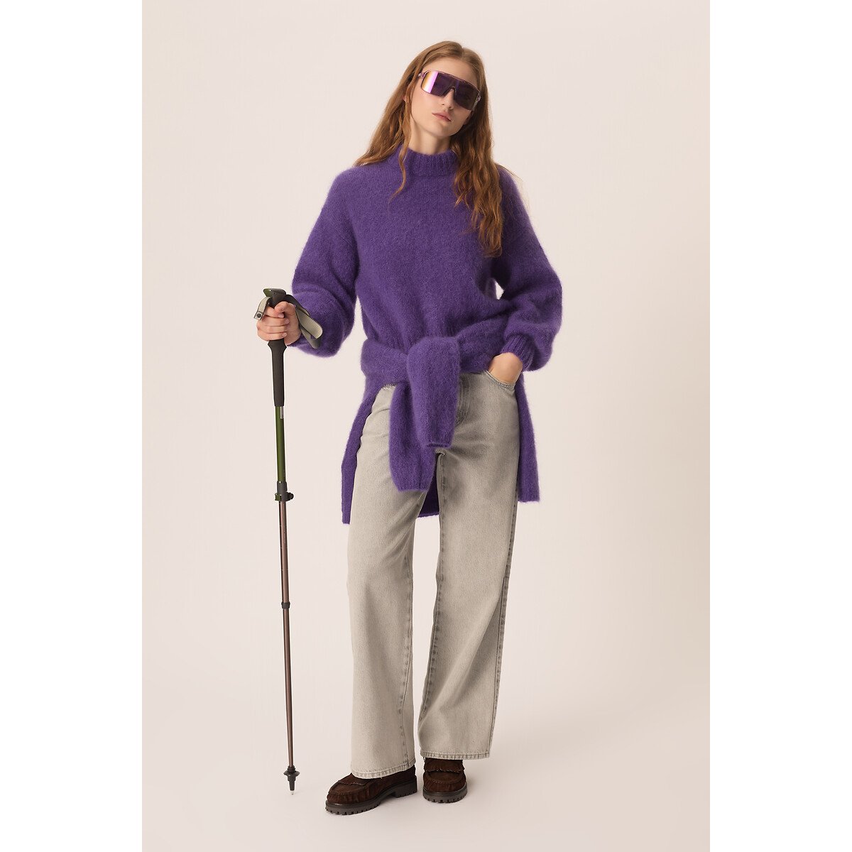 Pullover mit Stehkragen aus Mohair-Mischgewebe, ALEX violett, DES PETITS HAUTS