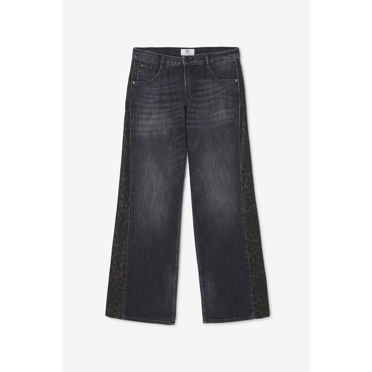 Jeans flare wide leg , longueur 34 black, LE TEMPS DES CERISES