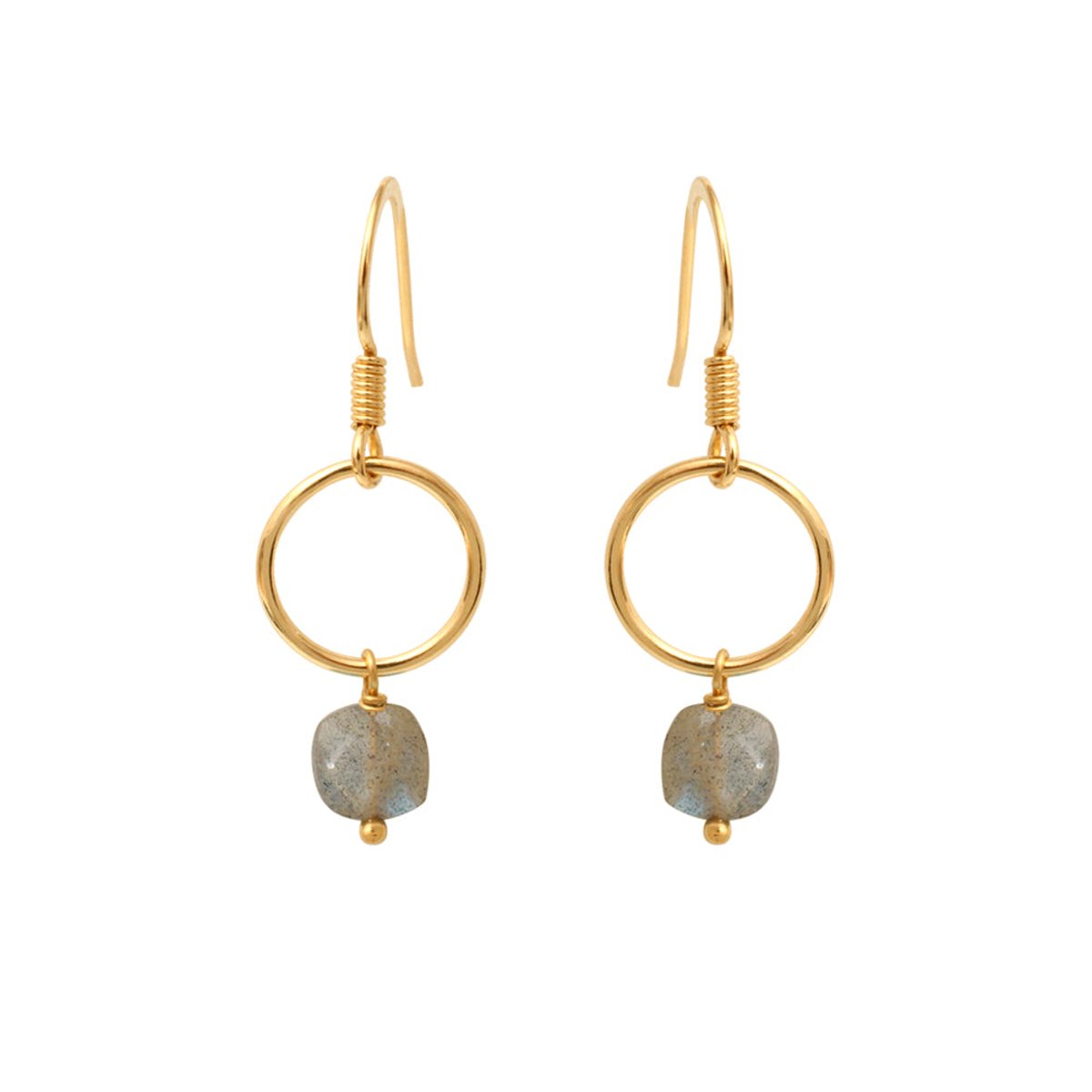 Boucles d'oreilles dorées labradorite -  fidji gris, CAROLINE NAJMAN