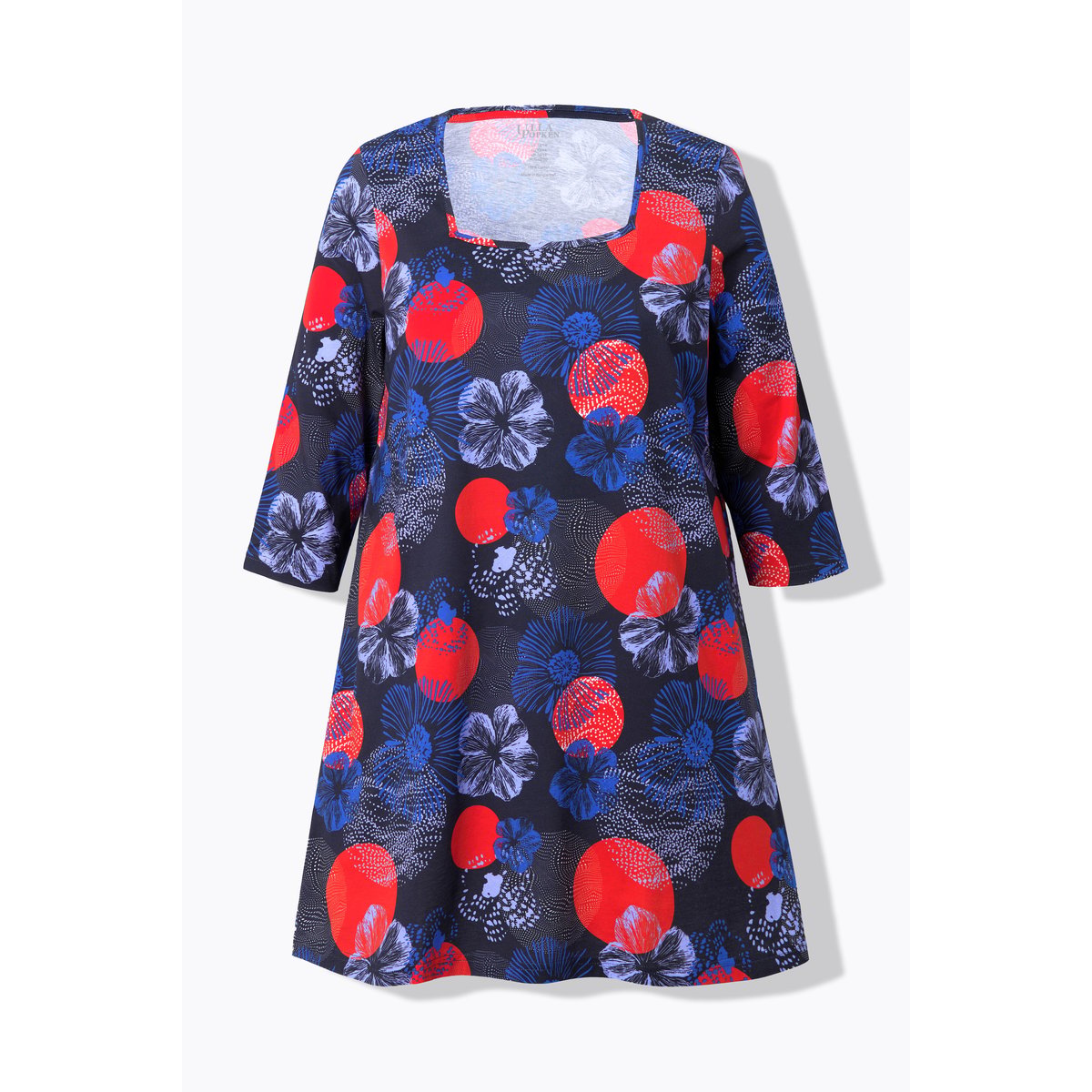 T-shirt long, décolleté carré et manches 3/4 noir, ULLA POPKEN