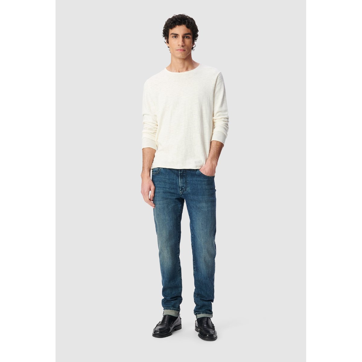 Pull tricot flammé à bords roulottés ecru, IKKS