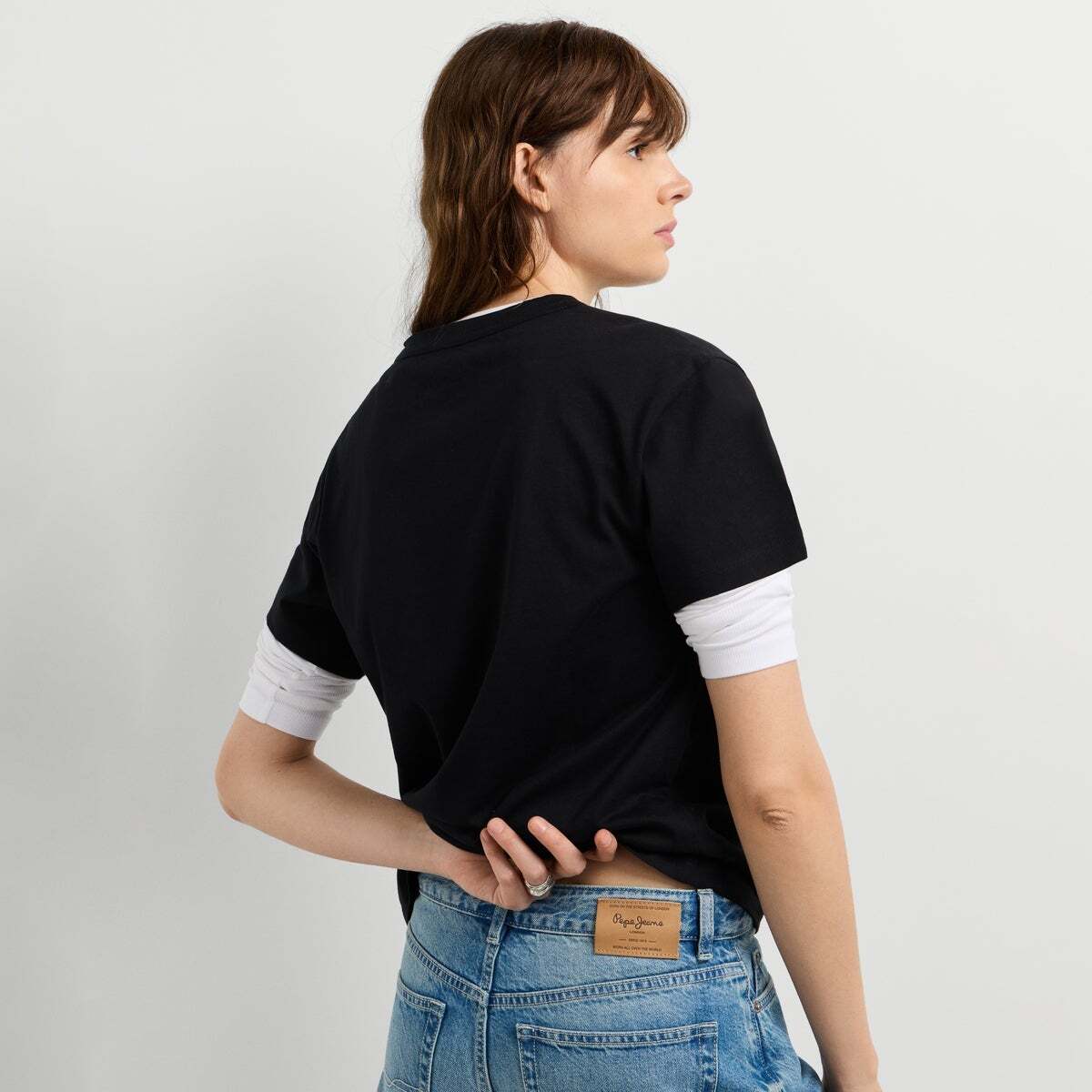 T-Shirt Logo En Strass noir, PEPE JEANS