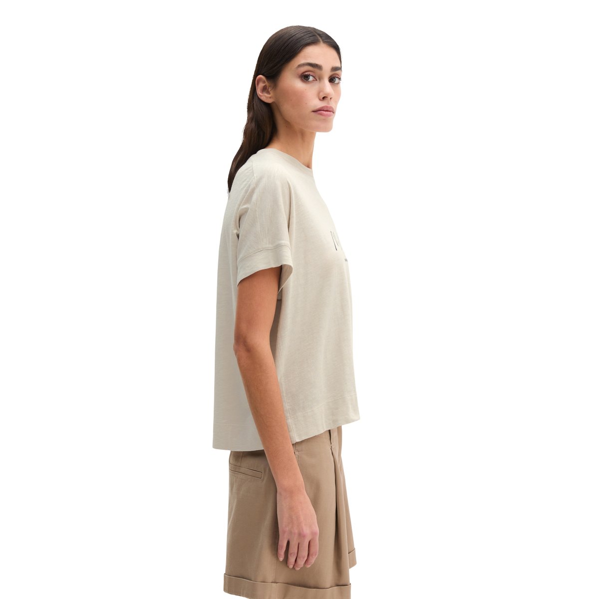 T-shirt loose avec manches coupées marron gris, MARC O'POLO