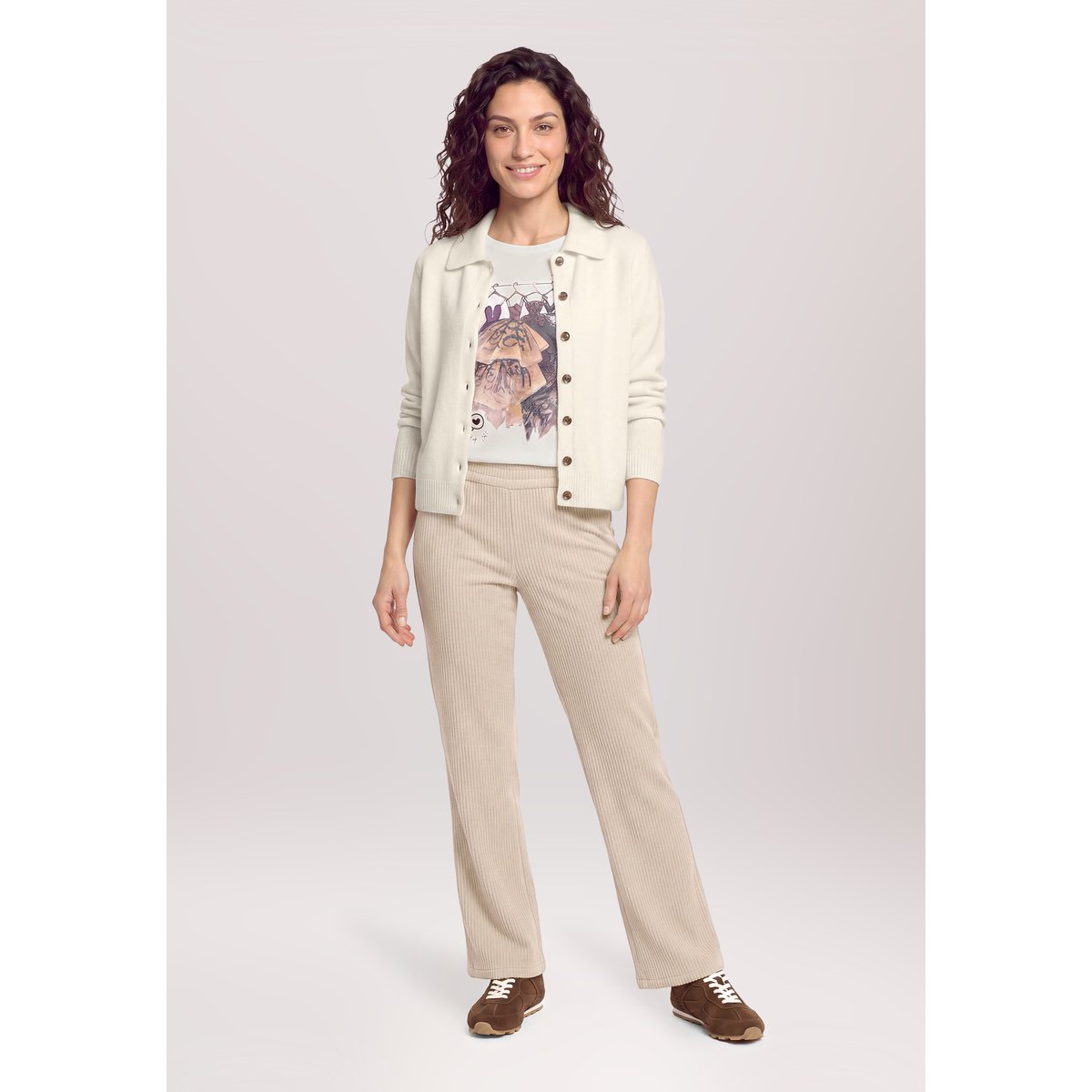 Pantalon palazzo à élastique gris, CARTOON
