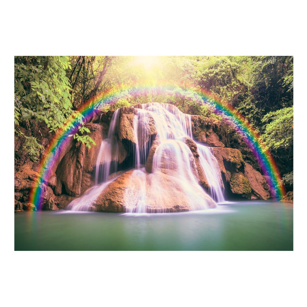 Papier peint intissé panoramique Paysage Magical Waterfall vert, EDEN