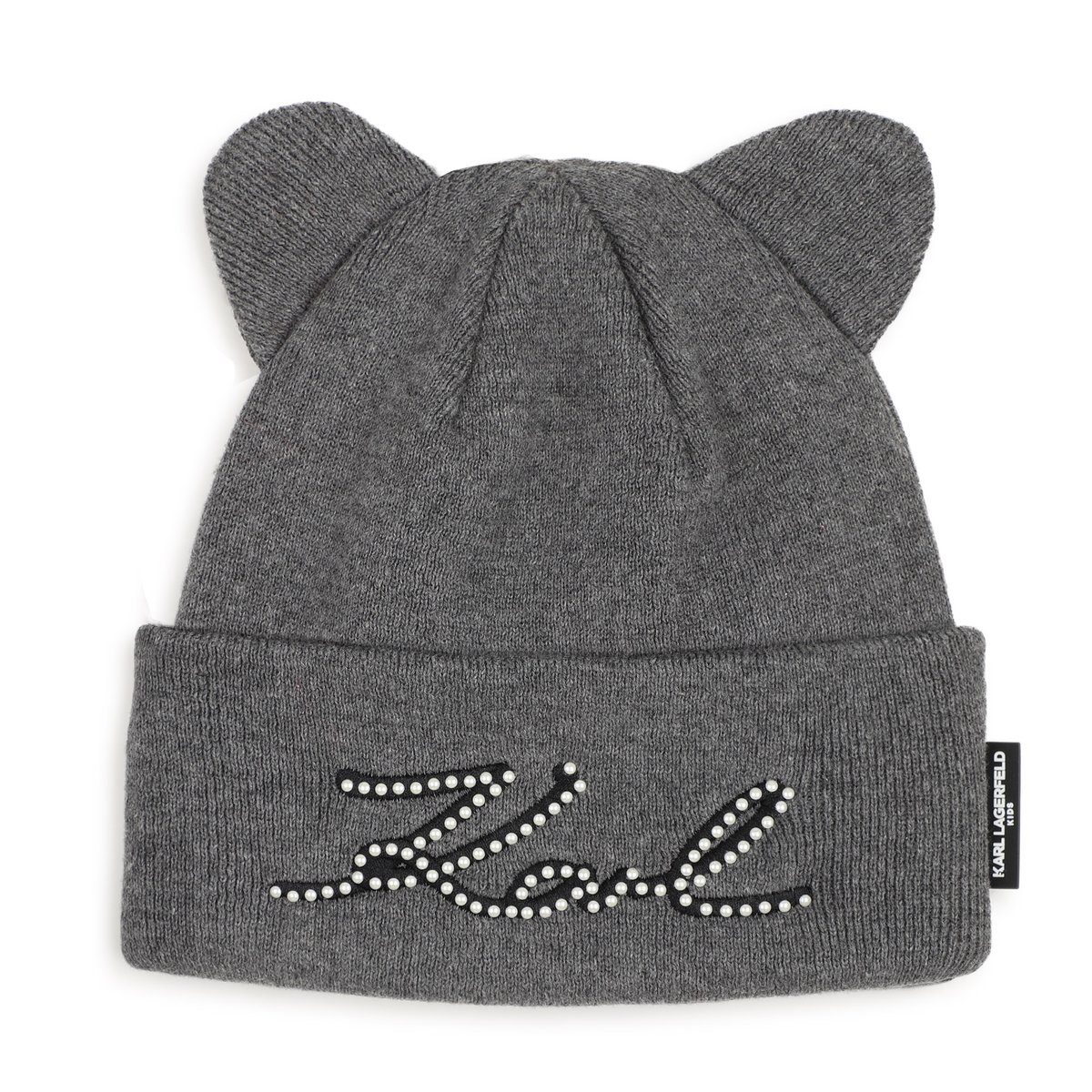 Bonnet en tricot gris chine fonce, KARL LAGERFELD KIDS