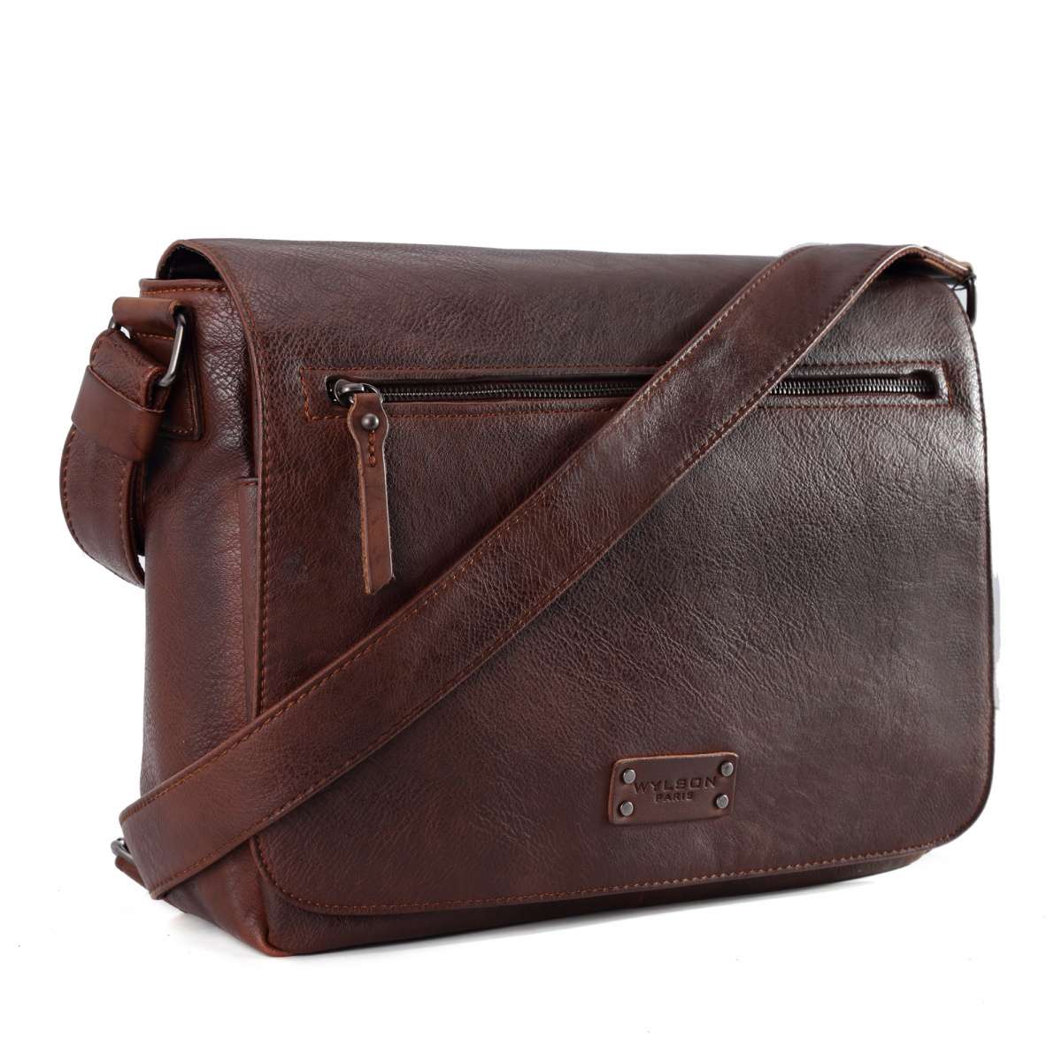 Sac bandoulière Hanoï uni marron, WYLSON