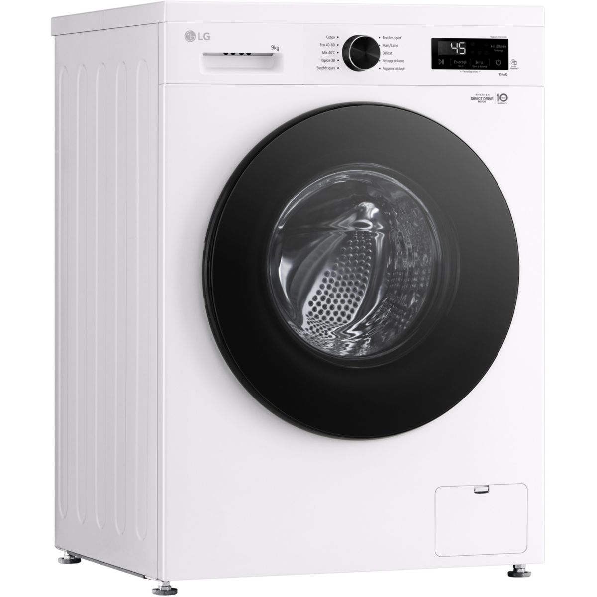 Lave linge hublot F94B16WHS - 9 kg - 1400 tr/min - Classe A - Moteur induction entraînement direct - Connecté couleur unique, LG