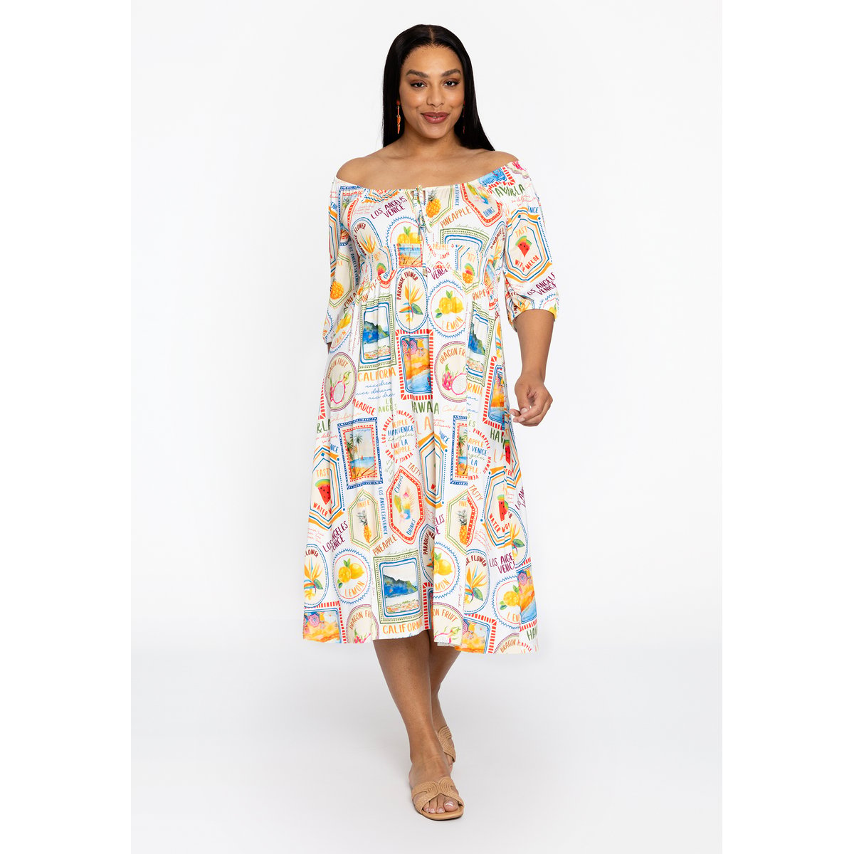 Robe imprimé / imprimée écru, YOEK
