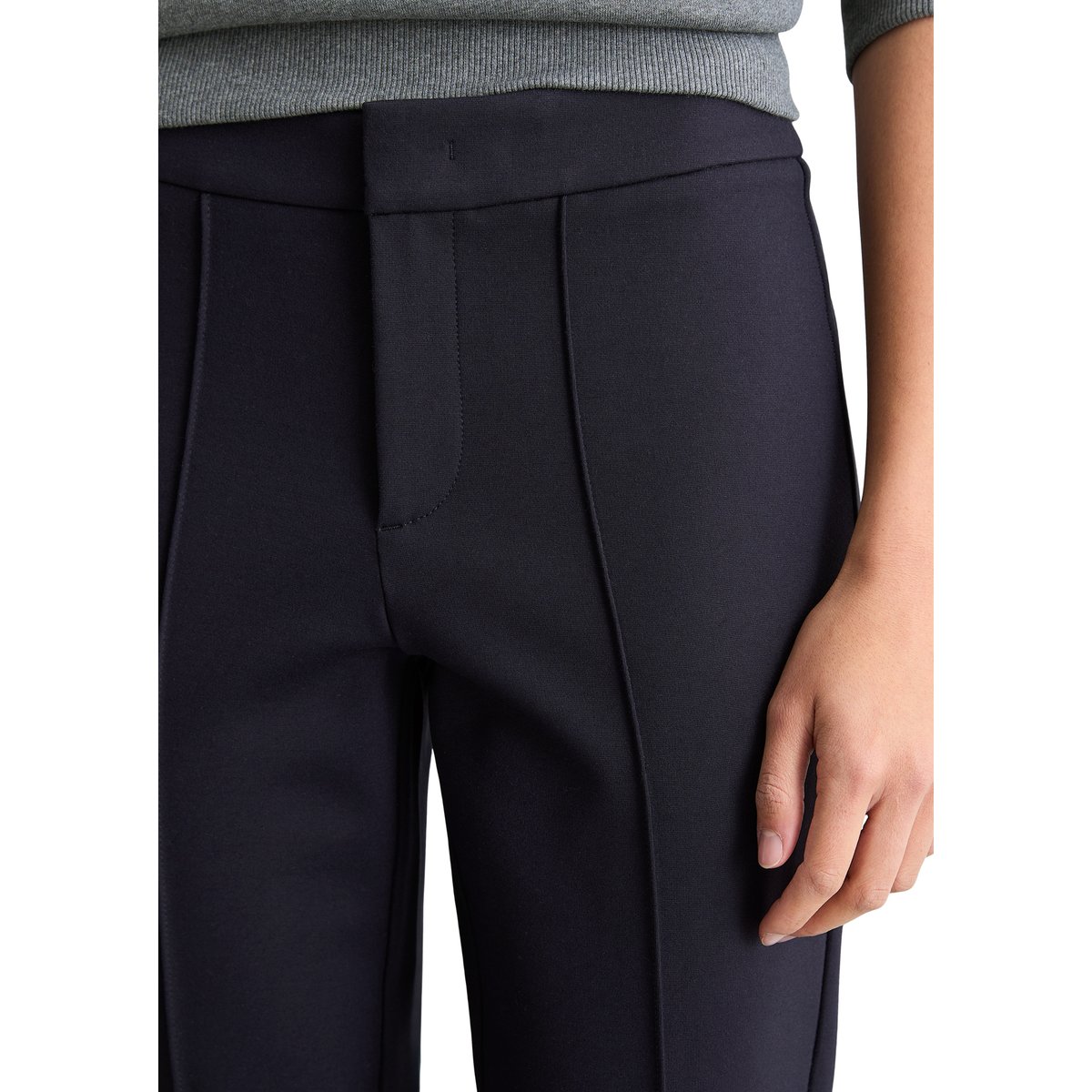 Pantalon en jersey slim en qualité interlock compacte bleu foncé, MARC O’POLO DENIM
