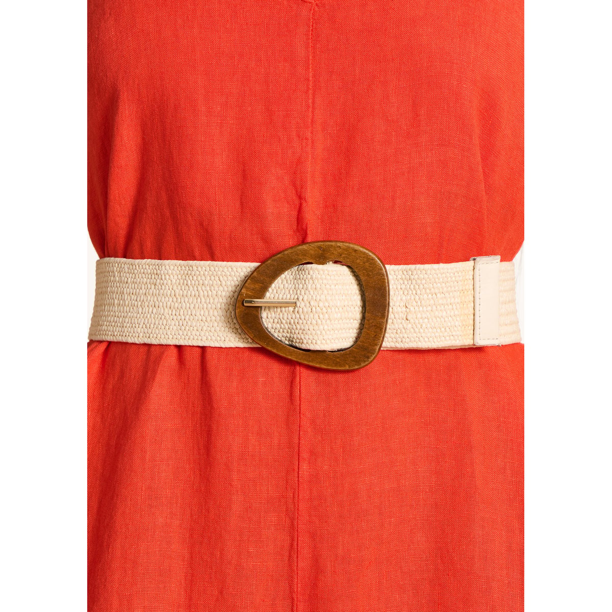Ceinture élastiquée boucle en bois ecru, LA FEE MARABOUTEE