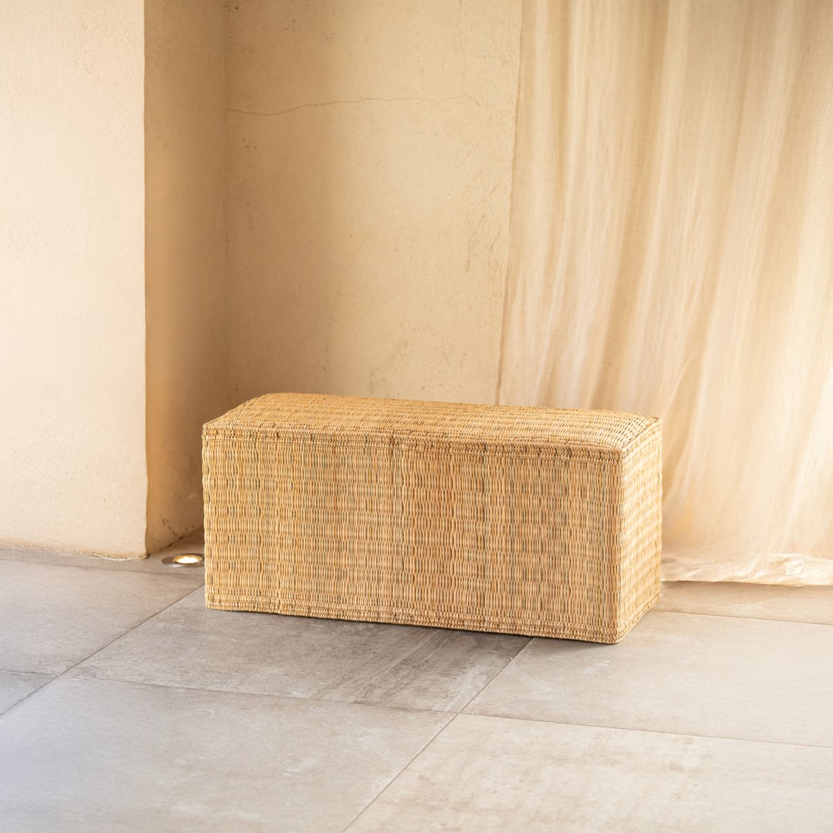 Banc en paille tressée fait main -  LOJI naturel, HOME MAISON