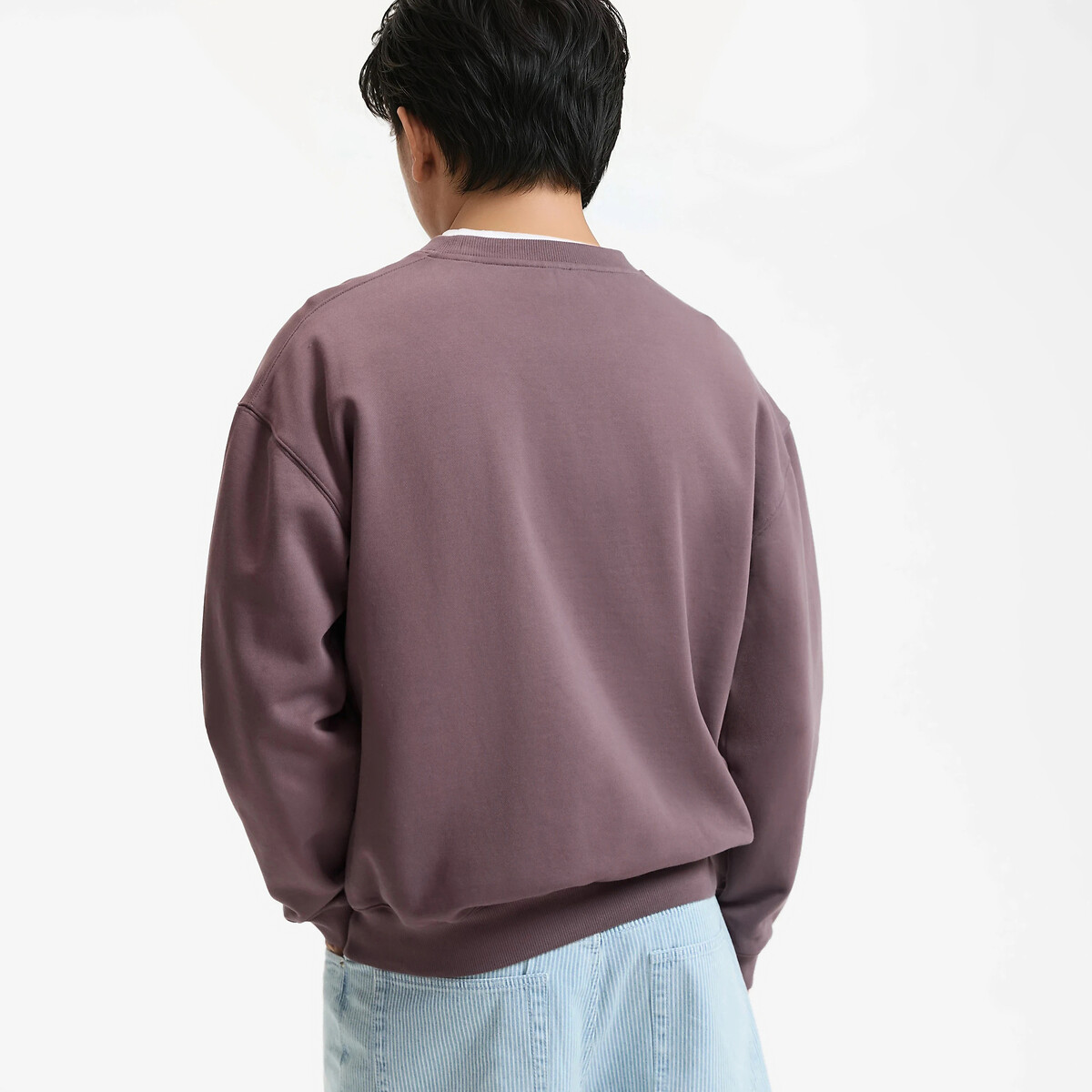 Sweat col rond stonewashed, effet délavé violet mauve grisé, LA REDOUTE COLLECTIONS