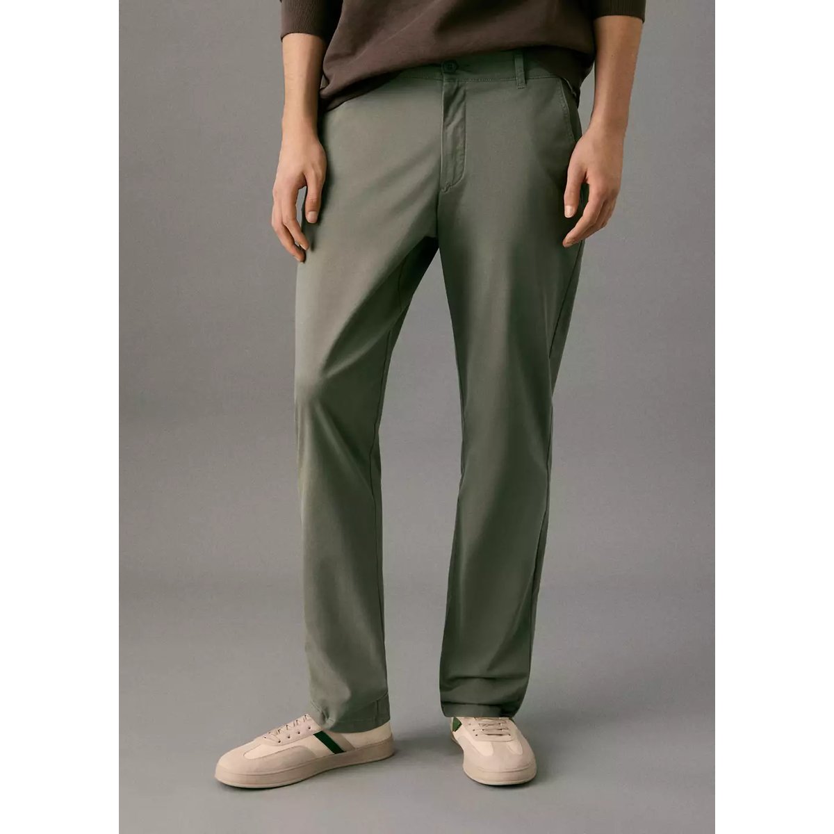 Pantalon chino uni kaki, MANGO TEEN