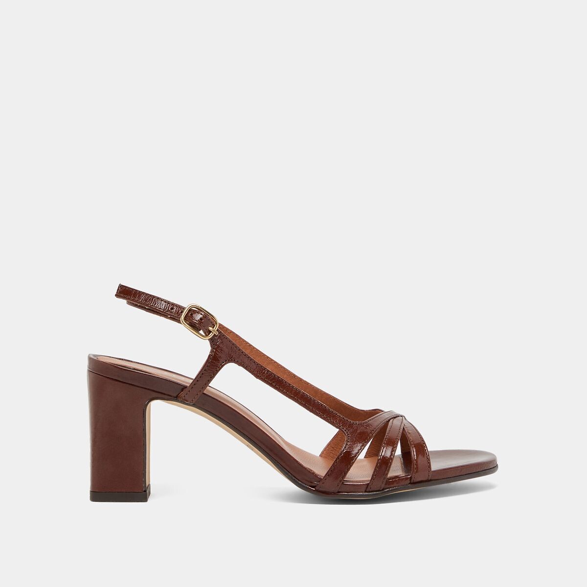 Sandales à talon Vaiana, cuir marron, JONAK