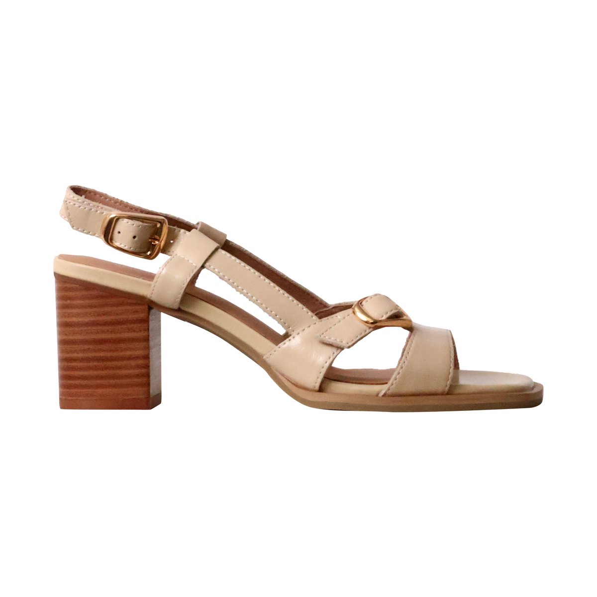Sandales à Talon Cuir Hawa crème, EMILIE KARSTON