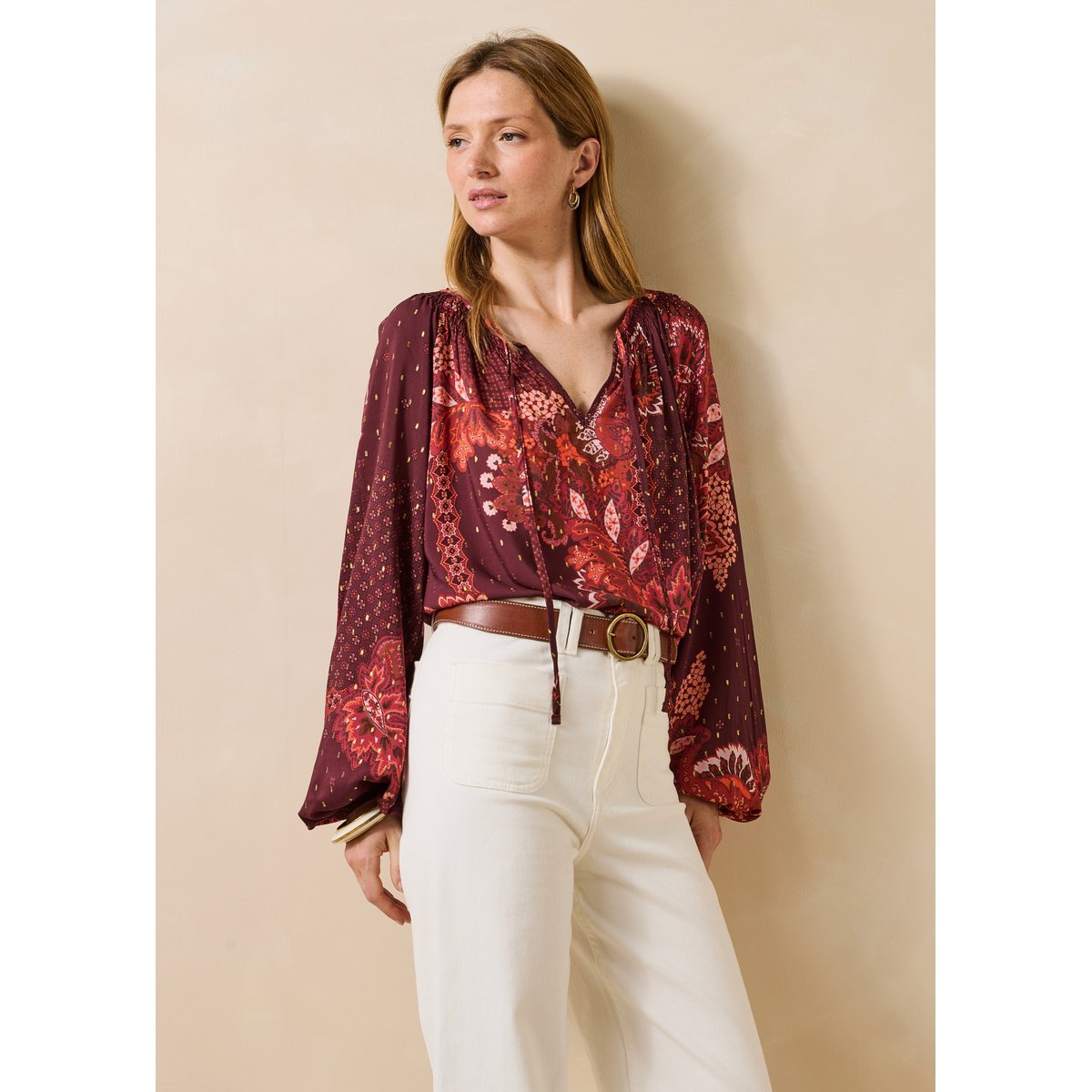 Top ample à imprimé rouge, LA FEE MARABOUTEE