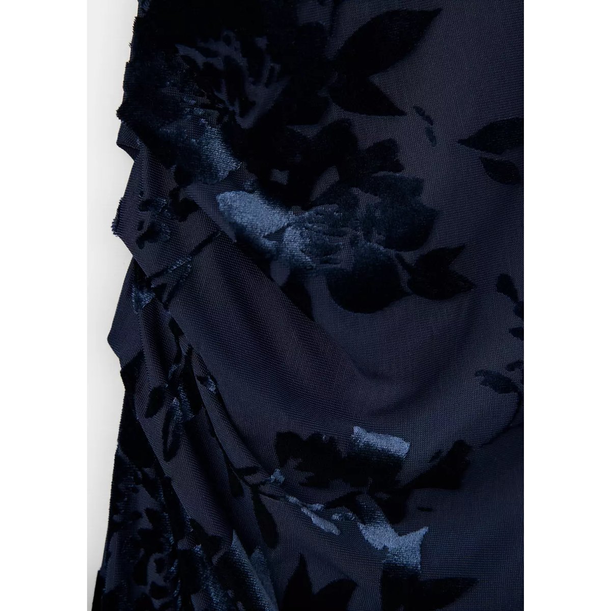 Robe dévoré col asymétrique bleu marine, MANGO