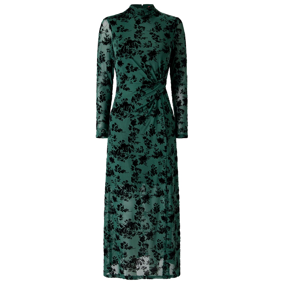 Robe Longue Floquée à Drapé Devant Hazel vert, JOE BROWNS