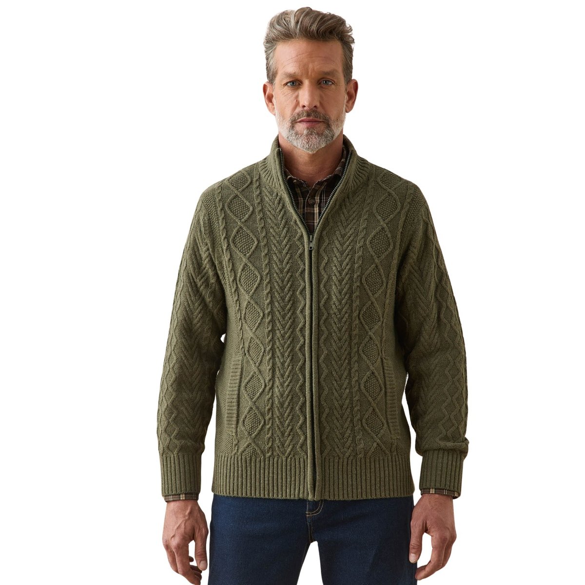 Gilet zippé avec laine bleu, DAXON
