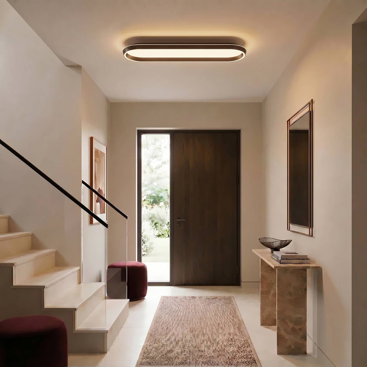 Plafonnier en métal moderneLED, Rylan marron, blanc, LUCANDE