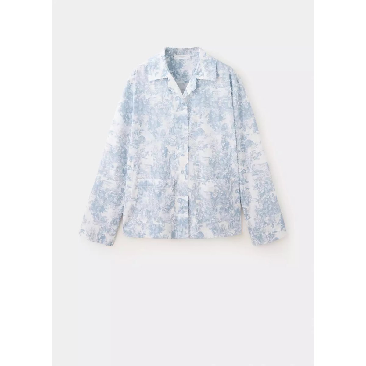 Chemise coton imprimée bleu, MANGO