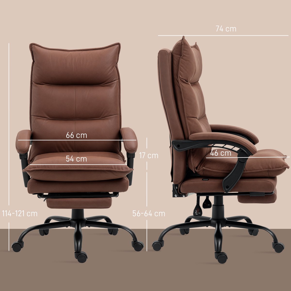 Fauteuil de bureau avec fonction massage marron et noir, HOMCOM