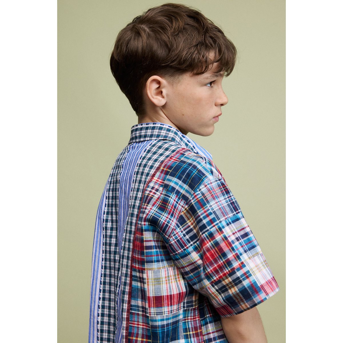 Chemise à carreaux patchwork bleu, DESIGUAL