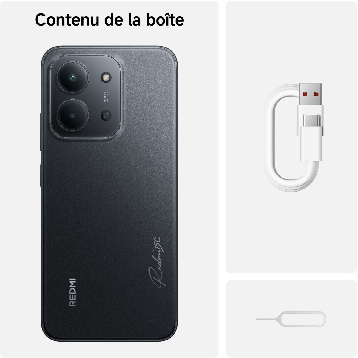 Smartphone Redmi 15C Noir 256Go 4G couleur unique, XIAOMI