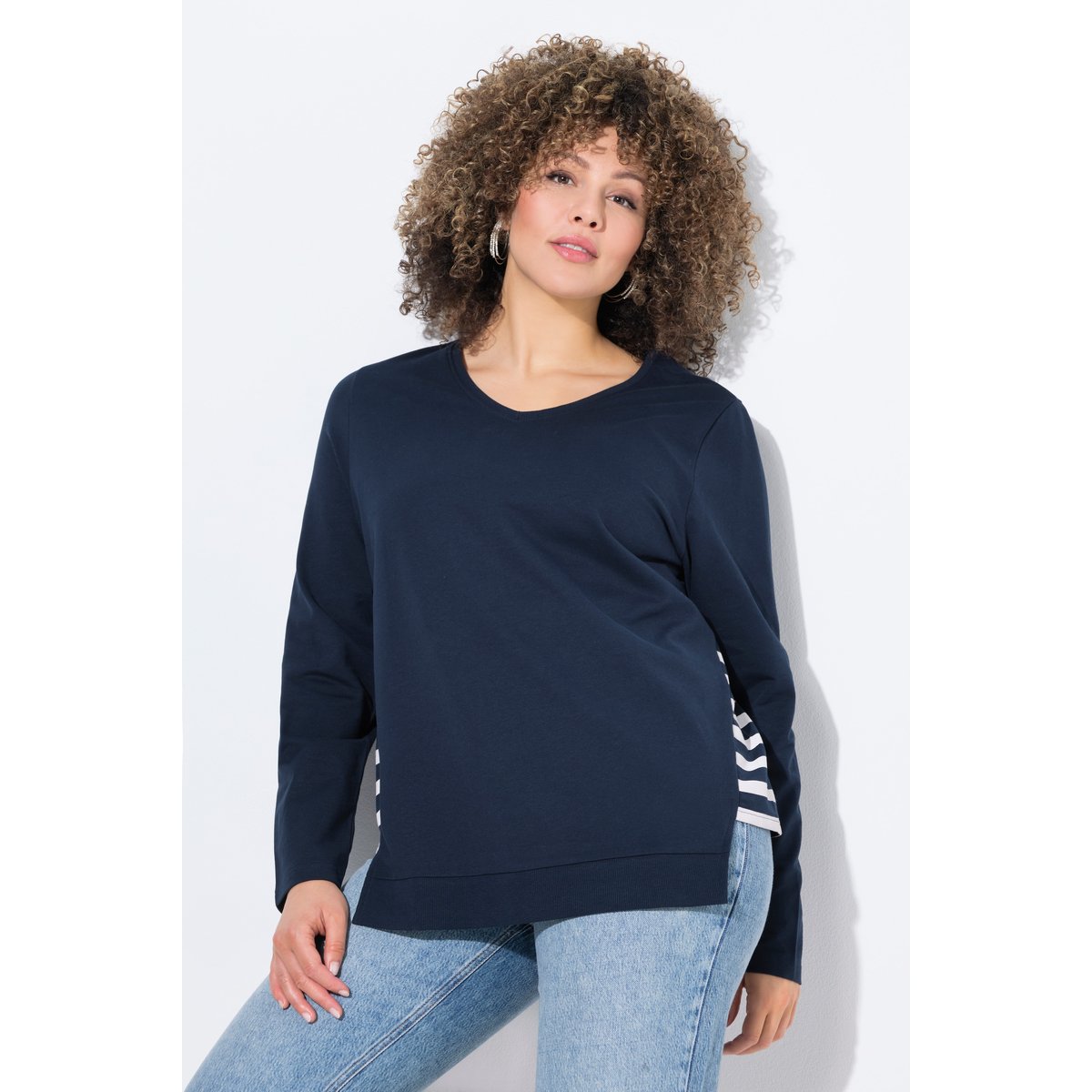 Sweat-shirt coupe évasée marine, ULLA POPKEN