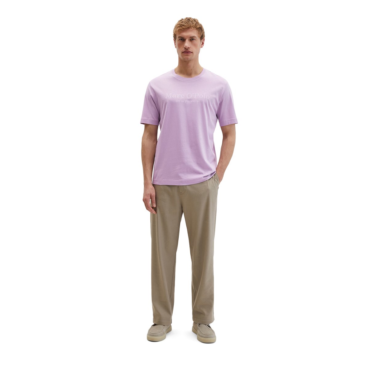 T-shirt regular en coton organique violet, MARC O'POLO