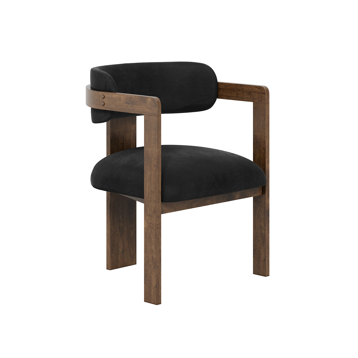 Mirabella Curved Velvet Dining Armchair with Walnut Frame black/walnut, ÉDITÉ