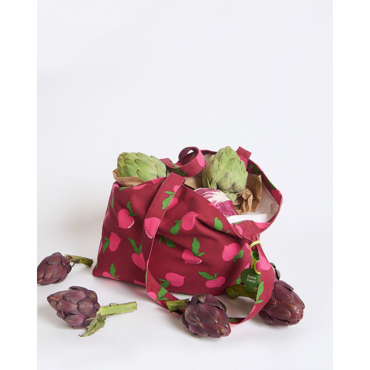 Cabas Radis love rouge bordeaux, EMOI EMOI