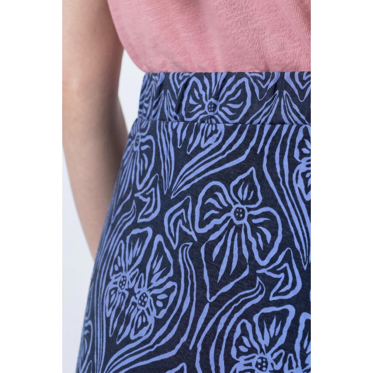 Legging motif fleurs, taille élastique marine, ULLA POPKEN