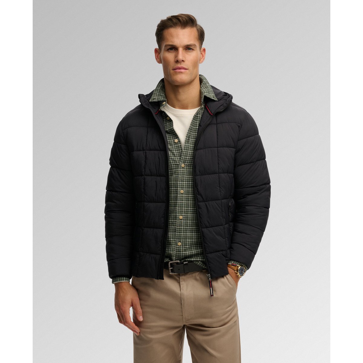 Doudoune Fuji Lite Matelassée à Capuche noir, SUPERDRY