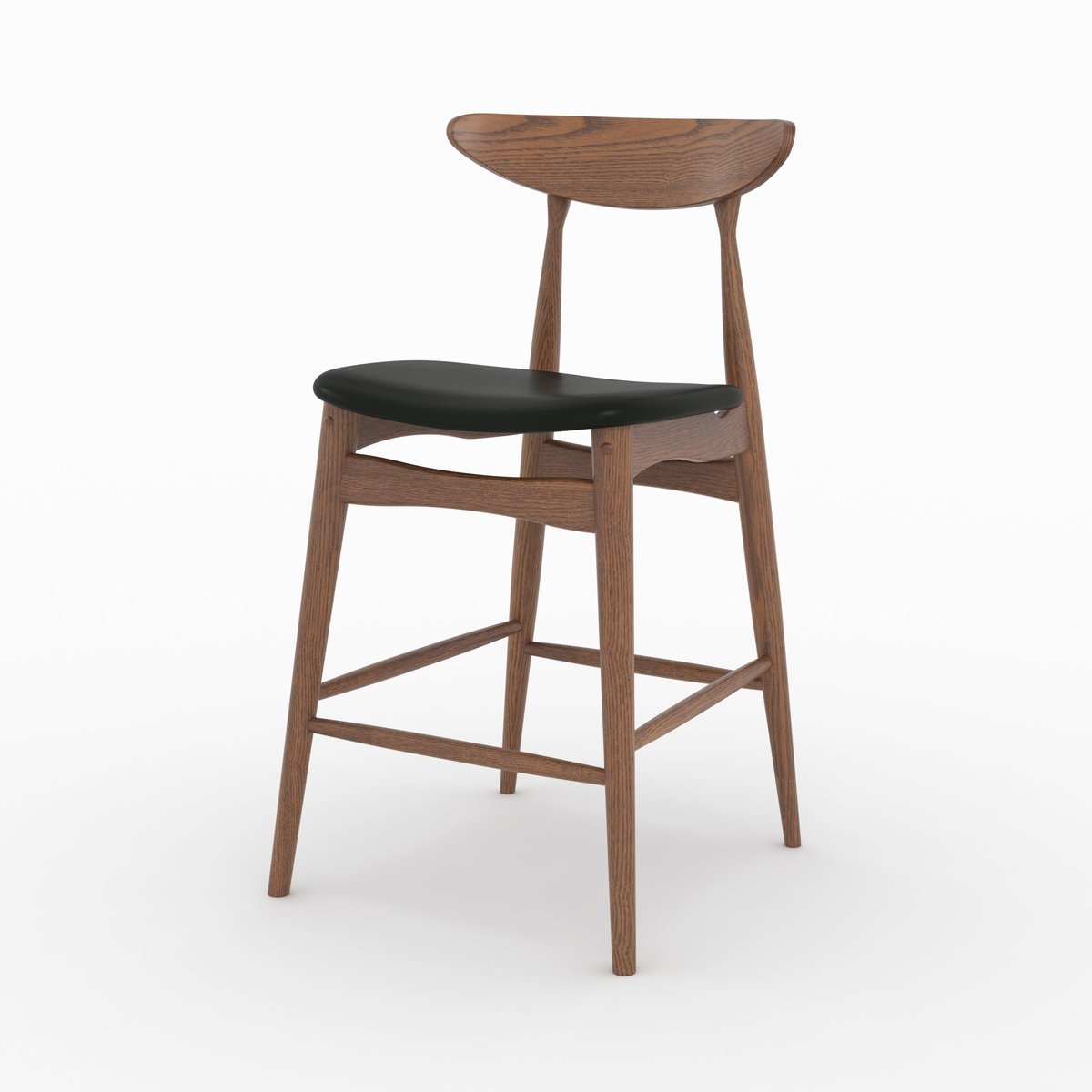 Lot de 2 chaises pour ilot central 63,5 cm en cuir synthétique et bois d'hévéa - JOSETTE noir, MAISON PAVANE