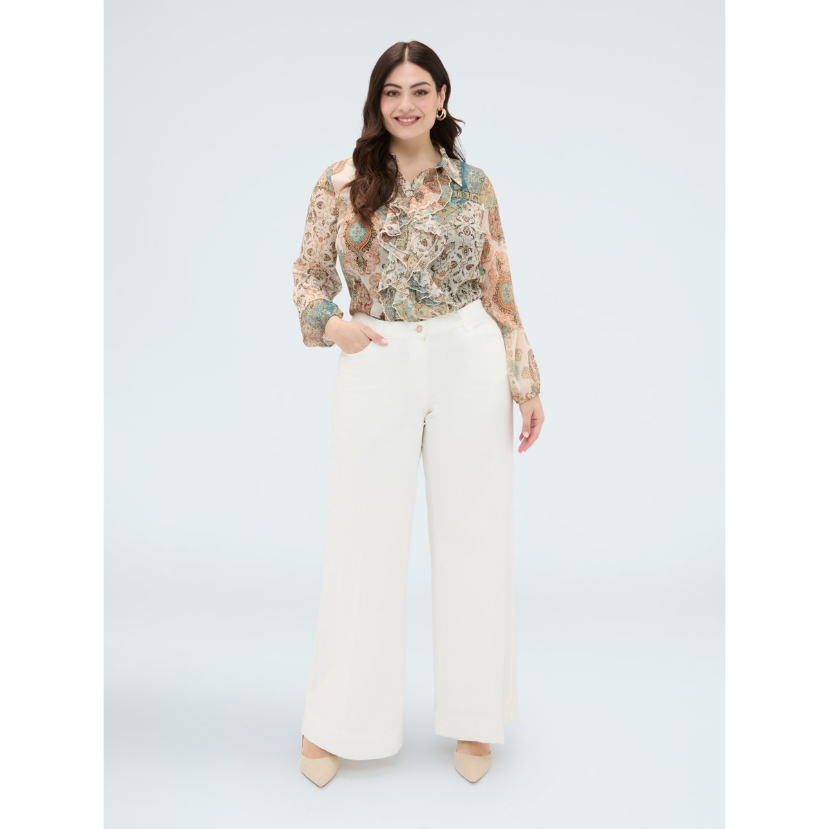 Chemise imprimé paisley beige, FIORELLA RUBINO