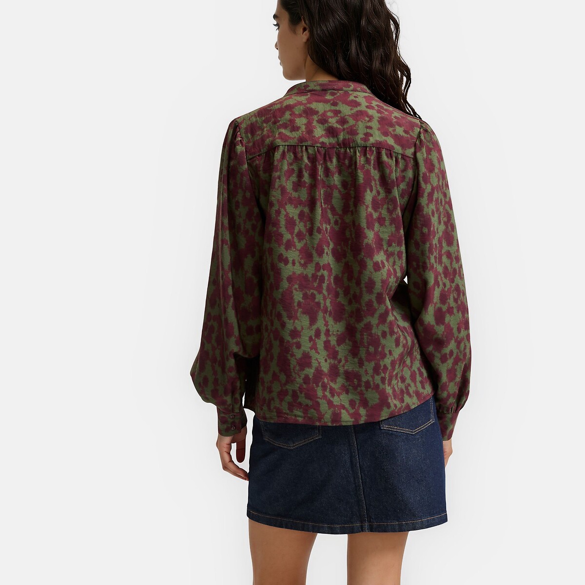 Chemise col mao manches longues imprimé tie and dye imprimé prune, LA REDOUTE COLLECTIONS