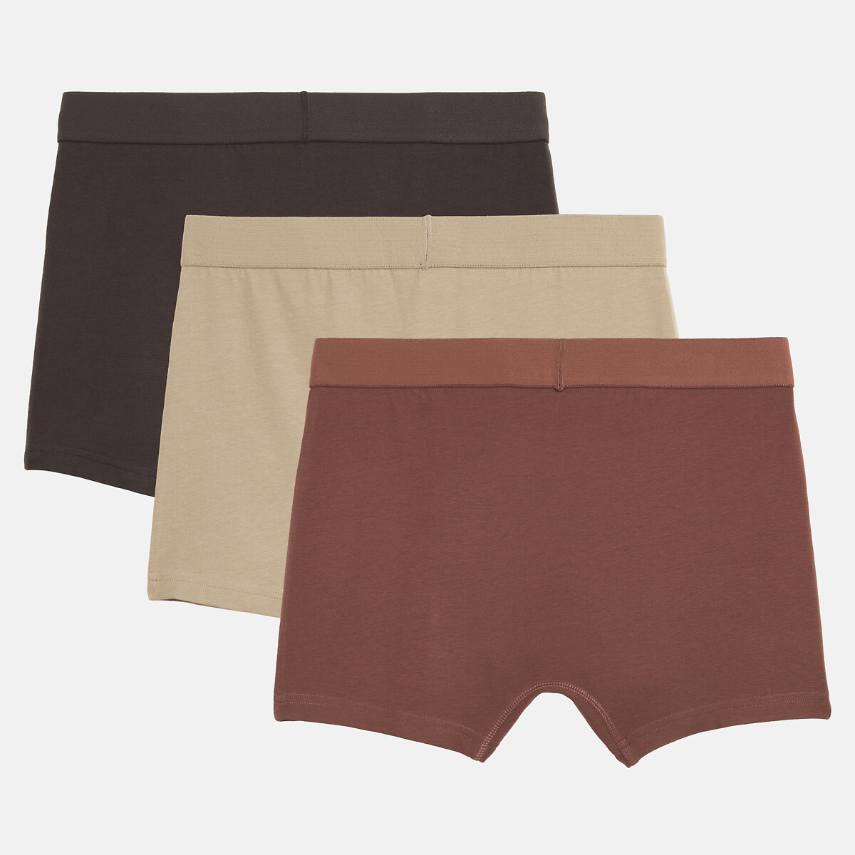 3er-Pack Boxerpants, unifarben braun + dunkelbraun + beige, LA REDOUTE COLLECTIONS